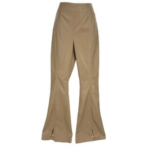 We The Free Vegan Leather High Rise Flare Pants‎ Split Hem Slits Tan 28